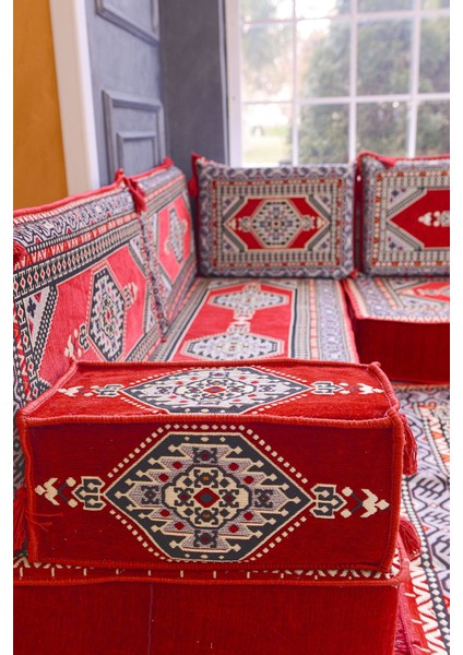 Şark Köşesi Takımı Kırmızı Yahyalı Modeli 9 Parça (20 cm Minder Kalınlığı) fırsatları