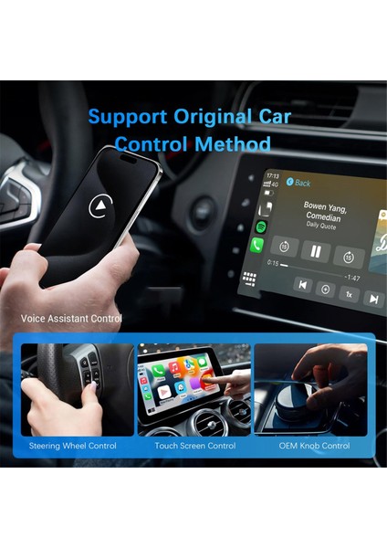 2'si 1 Arada Kablosuz Carplay Android Auto Adaptörü Wifi Bt Auto Connect (Yurt Dışından)
