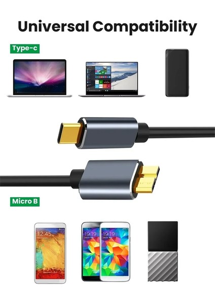 Typec - Micro-Usb 3.0 Kablosu 5gbps 5A Hızlı Şarj Kablosu,b (Yurt Dışından)