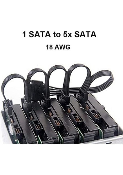 Sata 15PIN 1to5 Sata Sabit Disk Güç Hattı Sabit Disk Genişletme Kablosu (Yurt Dışından)