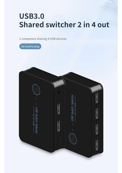 USB 3.0 Kvm Anahtarı 2 Giriş 4 Çıkış Dizüstü Bilgisayar Klavye Yazıcı Için (Yurt Dışından)