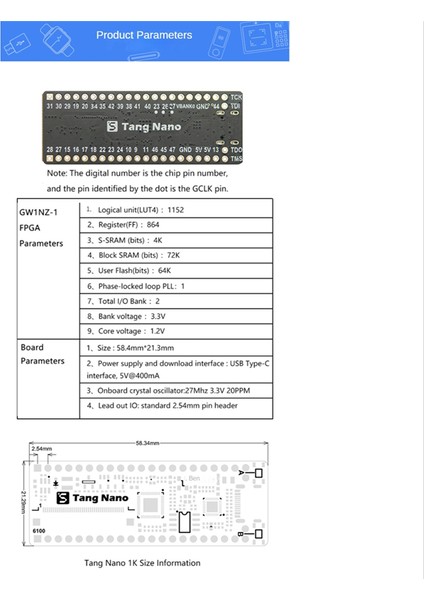 1 Adet Tang Nano Minimalist Fpga Geliştirme Düz Eklemeli Ekmek Tahtası (Yurt Dışından)