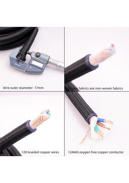 12AWG Hi-End Hifi Ses Ac Güç Kablosu Abd Fişi 1 METRE3.28FT (Yurt Dışından)