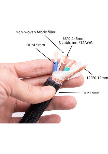 12AWG Hi-End Hifi Ses Ac Güç Kablosu Abd Fişi 1 METRE3.28FT (Yurt Dışından)