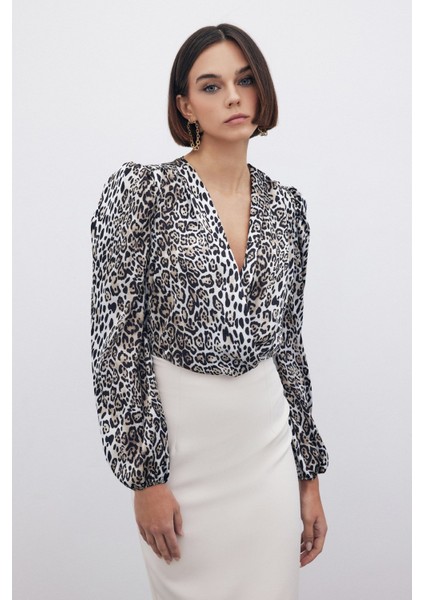 Leopar Desenli Bodysuit - Siyah fiyatları