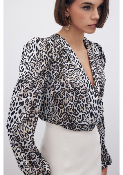 Leopar Desenli Bodysuit - Siyah modelleri