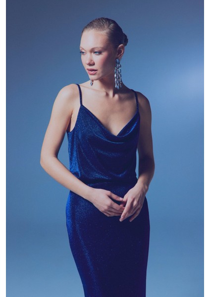 Simli Degaje Yaka Bluz - Sax Mavi modelleri