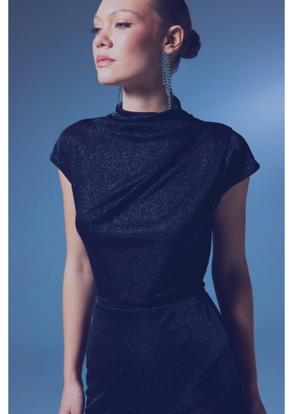 Simli Dik Yaka Bodysuit - Siyah fırsatları