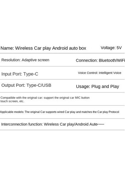 Carplay Box Android Auto Bağlantılı Kablosuz Carplay Dönüştürücü (Yurt Dışından)