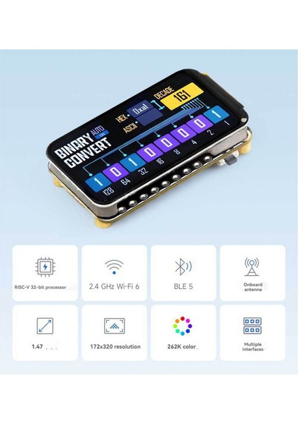 ESP32 C6 1.47 Inç Ekran Geliştirme Kartı 172X320 Rgb Işıkla (Yurt Dışından)