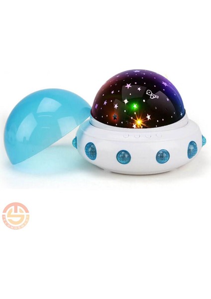Müzikli Renkli ve Dönen Star Master Ufo Uzay Temalı Projeksiyon Gece Lambası Usbli