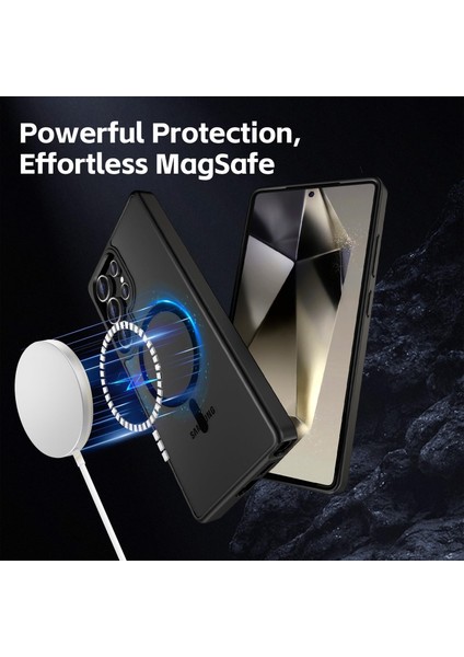Samsung Galaxy S25 Ultra Kılıf Kamera Çıkıntılı Mat Magsafe Wireless Şarj Destekli Siyah Renkli Hassas Butonlu Kapak