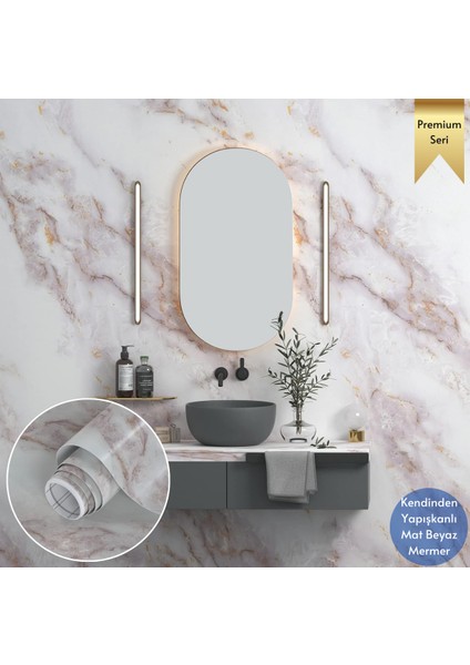 60 x 100 cm Mermer Desen Kendinden Yapışkanlı Duvar Kağıdı Kaplama Mutfak Tezgeh Masa Folyo Beyaz 2 fiyatları