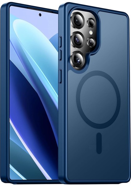 Samsung Galaxy S25 Ultra Kılıf Kamera Çıkıntılı Mat Magsafe Wireless Şarj Destekli Siyah Renkli Hassas Butonlu Kapak