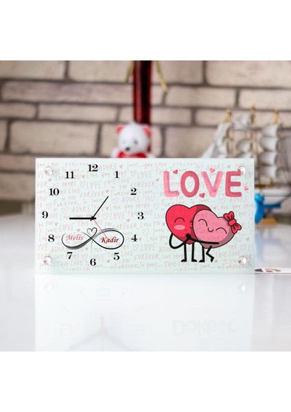 Sevgililere Özel Tasarımlı Isim Yazılı Masa Üstü Cam Saat fiyatları