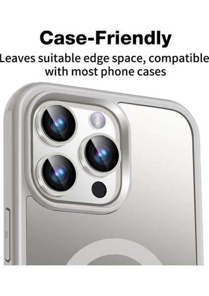 Apple iPhone 14 Pro / 14 Pro Max Ile Uyumlu Darbeye Dayanıklı Mekanizmalı Safir Kamera Lens Koruyucu Beyaz modelleri