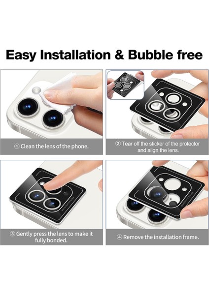 Apple iPhone 14 Pro / 14 Pro Max Ile Uyumlu Darbeye Dayanıklı Mekanizmalı Safir Kamera Lens Koruyucu Beyaz fırsatları