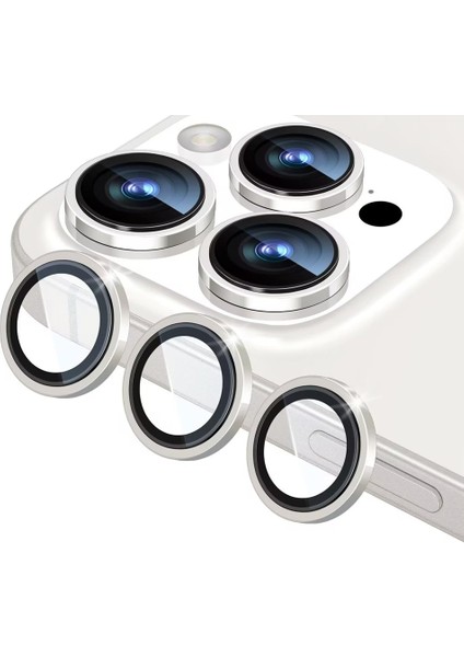 Apple iPhone 14 Pro / 14 Pro Max Ile Uyumlu Darbeye Dayanıklı Mekanizmalı Safir Kamera Lens Koruyucu Beyaz indirimleri