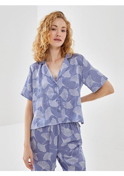 Lcw Dream Gömlek Yaka Desenli Saten Kadın Pijama Takımı