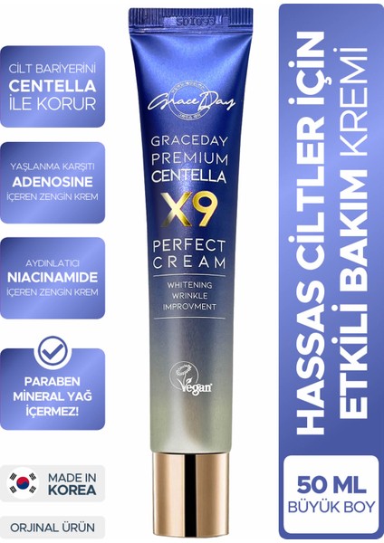 Hassas Ciltler Için Yatışmış Görünüm Sağlayan Centella Içeren Vegan Bakım Kremi Grace Day X9CENTELLA