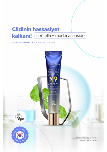 Hassas Ciltler Için Yatışmış Görünüm Sağlayan Centella Içeren Vegan Bakım Kremi Grace Day X9CENTELLA fiyatları