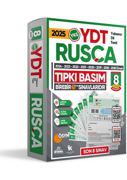 2025 Yks Ydt (Yabancı Dil Testi) Rusça Ösym Çıkmış Soru Tıpkı Basım Deneme Paketi 8li Türkiye Geneli modelleri
