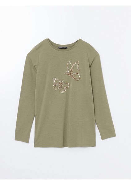 Lcwaıkıkı Classic Bisiklet Yaka Pul Payet Işlemeli Kadın Tişört indirimleri