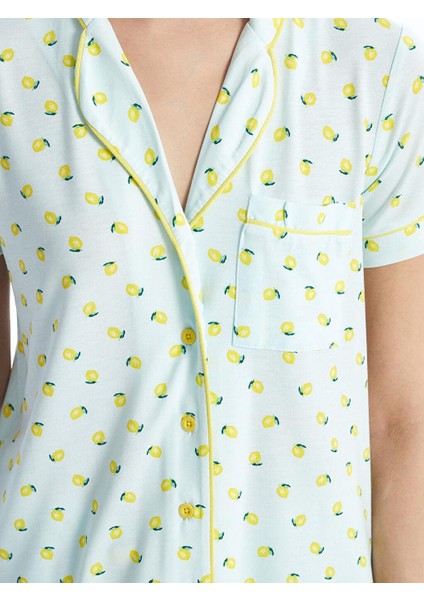 Lcw Dream Gömlek Yaka Baskılı Kadın Pijama Takımı
