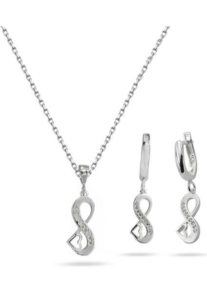 925 Ayar Sonsuz Sevgi Kadın Kolye Küpe Seti