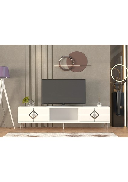 Robberdd Tv Sehpası Beyaz-Gümüş