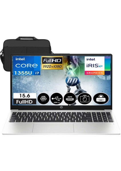 250 G10 Intel Core I7 1355U 8gb Ram 1tb SSD Fdos 15.6" Fullhd Taşınabilir Bilgisayar 8A541EA10 & Cimete Çanta