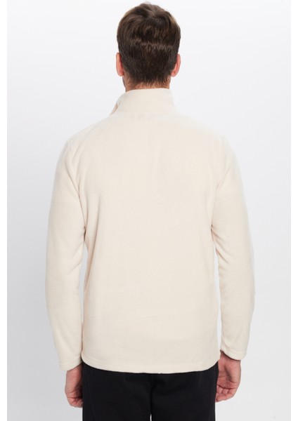 Erkek Dik Yaka Tüylenme Yapmayan Soğuk Geçirmez Standart Fit Rahat Kesim Bej Polar Sweatshirt indirimleri