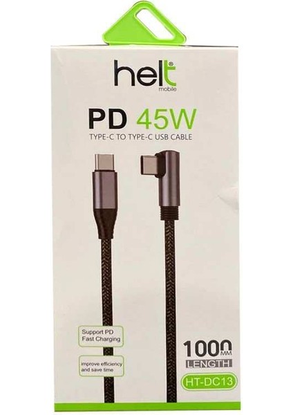HT-DC13 PD 45W İp Örgü 100 Cm Type-C Şarj Data Kablosu