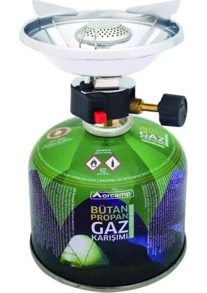 CK-193 Siboplu Çakmaklı ve Rüzgarlıklı Kamp Ocağı + 230 gr Kartuş Tüp