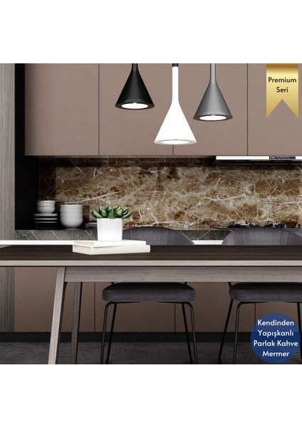 60 x 100 cm Mermer Desen Kendinden Yapışkanlı Kaplama Kahverengi