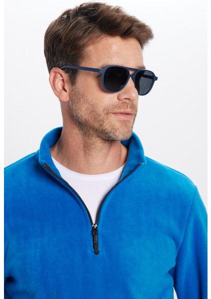 Unisex Standart Fit Anti-pilling Tüylenme Yapmayan Soğuk Geçirmez Sax Mavi Dik Bato Yaka Polar Sweatshirt fırsatları