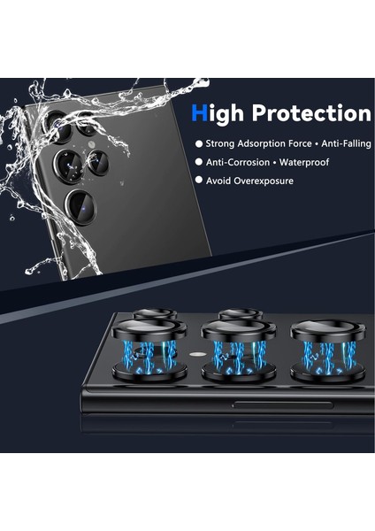 Samsung Galaxy S25 Ultra Uyumlu Kamera Koruma Lens Koruyucu Temperli Cam Uygulama Aparatlı Titanyum Renkli fiyatları