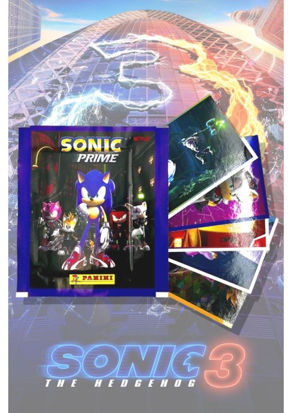 Panini Sonic Prime The Hedgehog Movie - 3 Sticker Çıkartma Albüm Dergisi + 2 Paket (10 Adet Sticker)