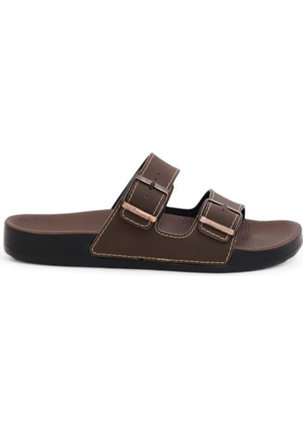 2116-BHM10 Tam Anatomik Unisex Tokalı Günlük Terlik - NKT02116-KAHVERENGI-41
