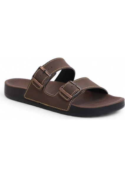 2116-BHM10 Tam Anatomik Unisex Tokalı Günlük Terlik - NKT02116-KAHVERENGI-41