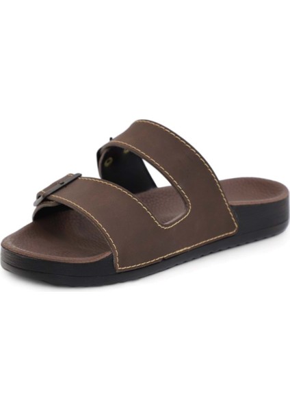 2116-BHM10 Tam Anatomik Unisex Tokalı Günlük Terlik - NKT02116-KAHVERENGI-41