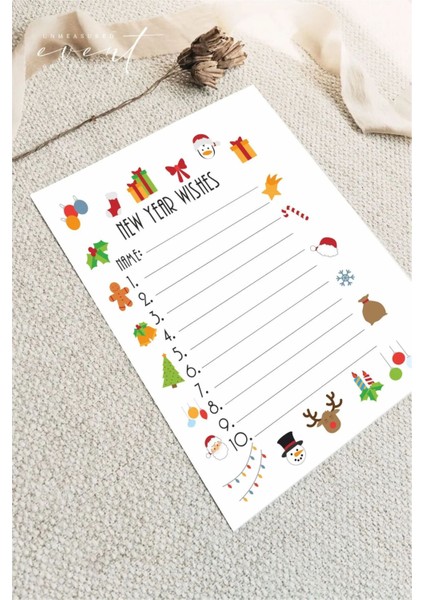 Yılbaşı Yeni Yıl Dileklerim Istek Dilek Kartı 8 Adet 10X14 cm