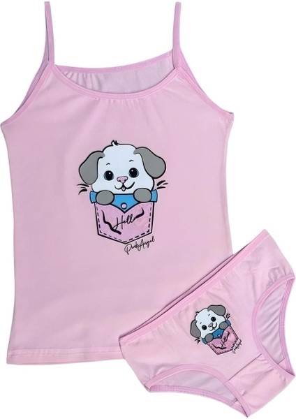 Kız Çocuk İp askılı Atlet Külot Takım (cepten çıkan köpek)