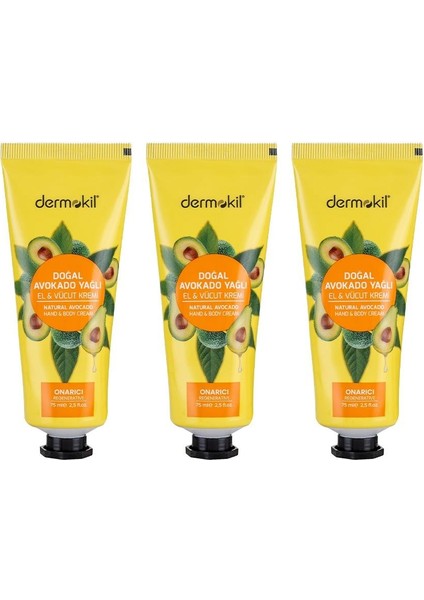 Avokado Yağlı El ve Vücut Kremi 75 Ml. Üçlü Set