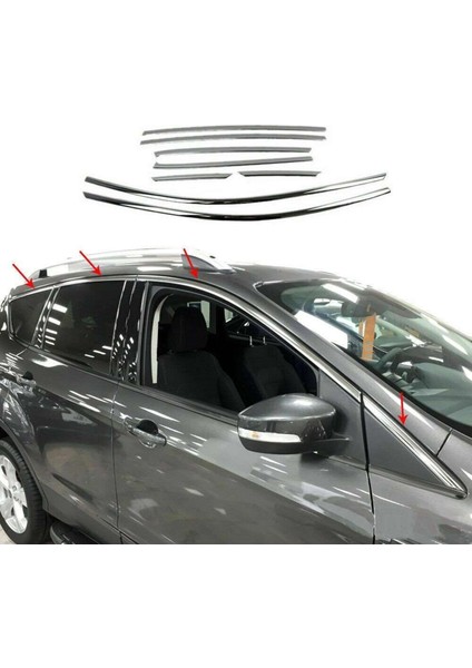 Ford Escape Uyumlu 2013 2019 Cam Üst Çıtası Krom