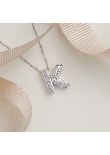 925 Ayar Sarı Altın Kaplama Harfli Gümüş Kolye --K Harfi modelleri