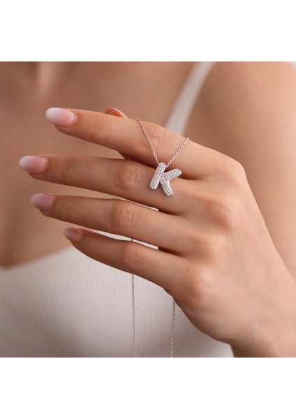 925 Ayar Sarı Altın Kaplama Harfli Gümüş Kolye --K Harfi fırsatları