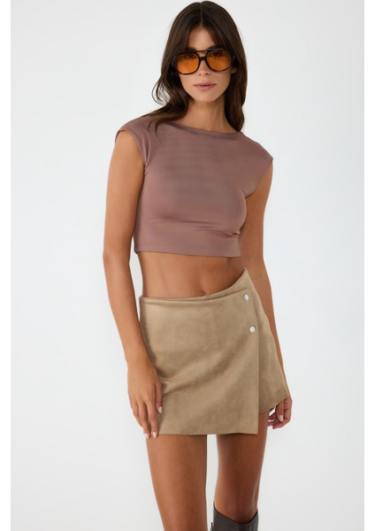 Sırt Dekolteli Basic Crop Top