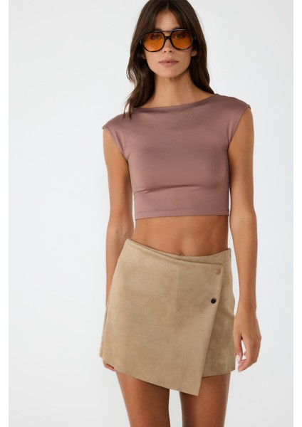 Sırt Dekolteli Basic Crop Top