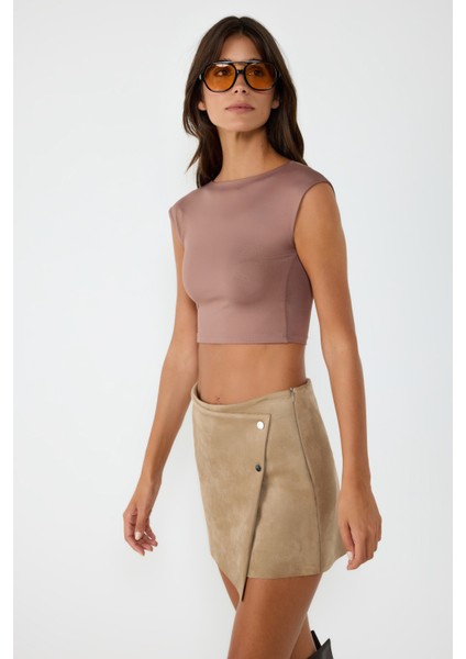Sırt Dekolteli Basic Crop Top